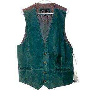 Vintage 90s Wilsons Leather Suede Vest Mens Size XL Green With Tags